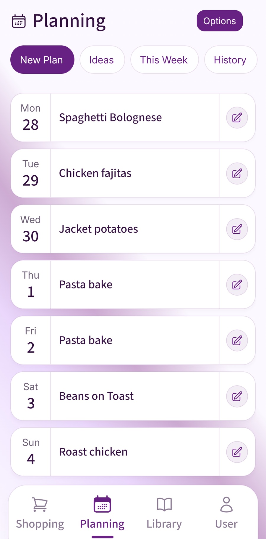 Fameally seven-day meal plan with bolognese, fajitas, jacket potatoes and other familiar dinners